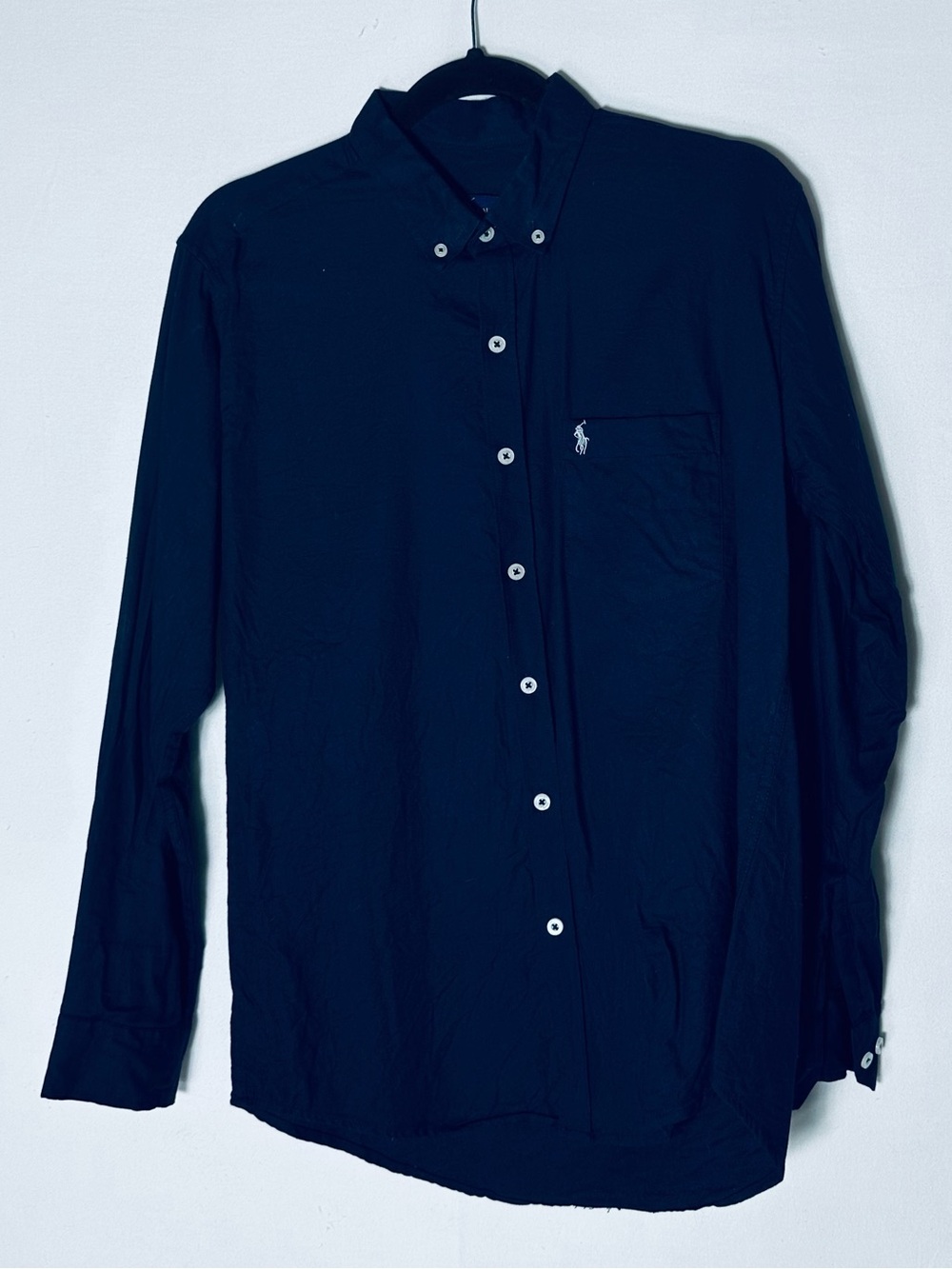 Polo Ralph Lauren Navy Blue Custom Fit Button Down Dress Shirt L Normcore